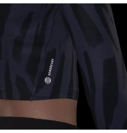 Лонгслив женский Adidas Run Icon Allover Print Long Sleeve Running Tee Black/Violet He0353