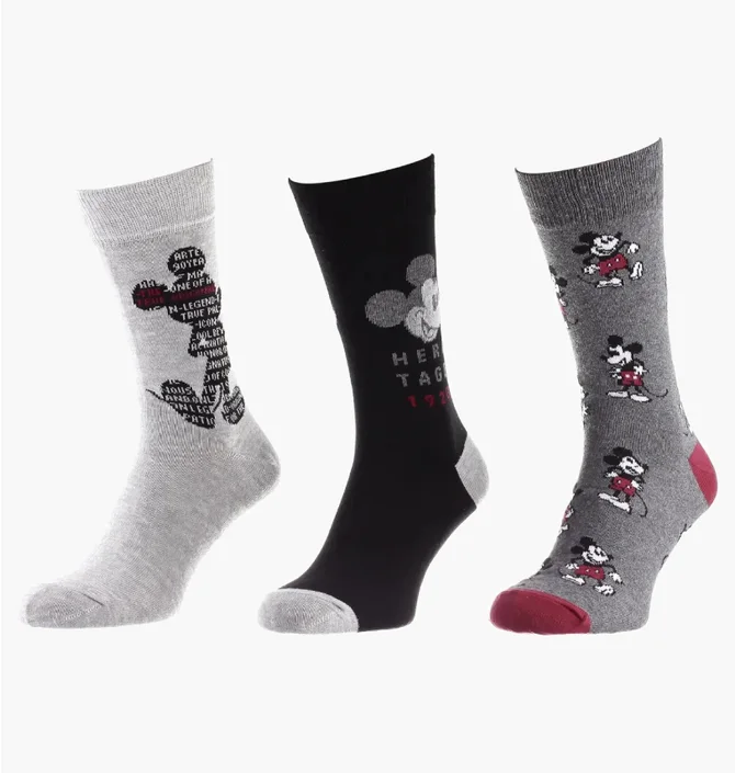 Шкарпетки дитячі Disney Mickey Ecriture Dans Mickey/All Over De Mickey/Tet Grey/Black (3 пари) 93154162-1