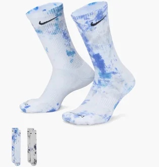 Носки унисекс Nike Ed Csh Crw 2P 144 Clrsplh White/Blue FJ0747-900