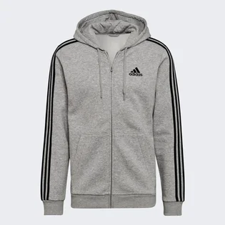 Толстовка чоловіча Adidas Essentials Fleece 3-Stripes Full-Zip Hoodie Grey HB0041