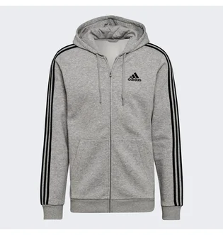 Толстовка мужская Adidas Essentials Fleece 3-Stripes Full-Zip Hoodie Grey HB0041