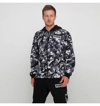 Толстовка чоловіча Puma Rebel Camo Fz Hoody Fl Grey 580557-01