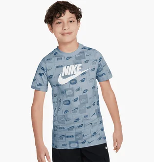 Футболка детская Nike Sportswear Club All Over Print T-Shirt High Brand Read Light Blue FN9609-440