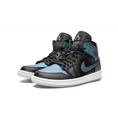 Кроссовки женские Air Jordan Wmns 1 Mid Black/Turquoise BQ6472-009