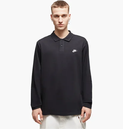 Кофта мужская Nike Polo M Nk Club Knit Ls Polo Black FQ3417-010