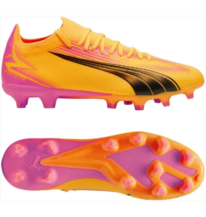 Бутсы унисекс Puma Ultra Match Fg/Ag Yellow/Pink 107754-03