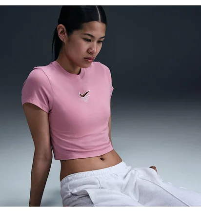 Футболка женская Nike Sportswear Chill Knit Slim Cropped Pink HF9534-699
