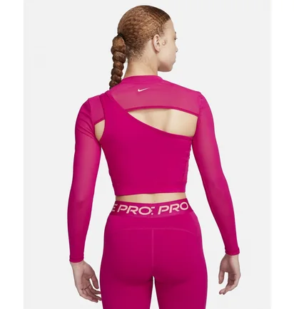 Топ женский Nike Pro Long-Sleeve Cropped Top Pink FB5683-615