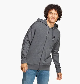 Толстовка мужская Adidas Essentials French Terry 3-Stripes Full-Zip Hoodie Grey Ic9837