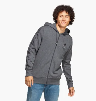 Толстовка мужская Adidas Essentials French Terry 3-Stripes Full-Zip Hoodie Grey Ic9837