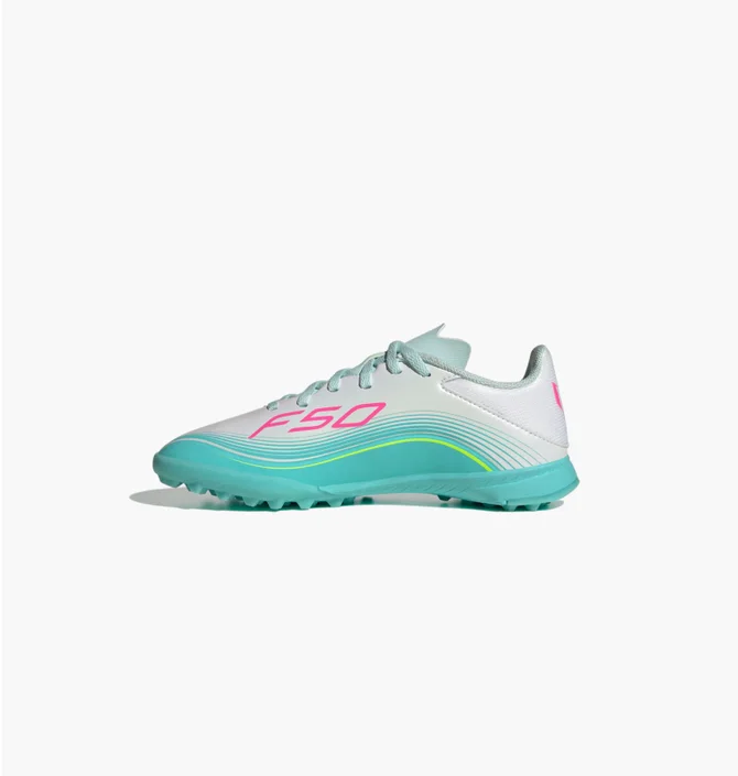 Сороконожки детские Adidas F50 League Tf Messi White/Turquoise JQ0944
