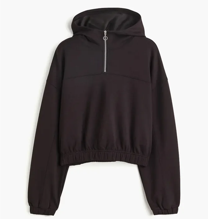 Худи женское H&M Zip-Top Sports Hoodie Black 1105174001