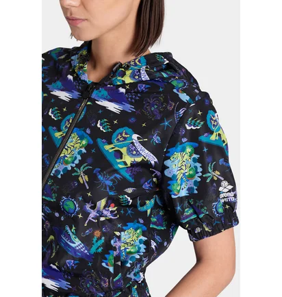 Олимпийка женская Arena Fun Planet S/S Hooded Jacket Blue 007536-550