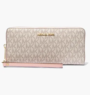 Кошелек женский Michael Kors Jet Set Travel Large Logo Continental Wristlet Beige 35F8GTVT3B-PWD-BLSH-MLT-113125