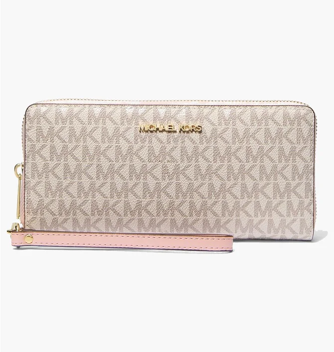 Кошелек женский Michael Kors Jet Set Travel Large Logo Continental Wristlet Beige 35F8GTVT3B-PWD-BLSH-MLT-113125