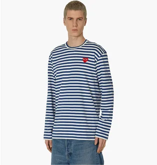 Лонгслів чоловічий Comme des Garcons Heart Striped Longsleeve T-Shirt Blue/White P1T164
