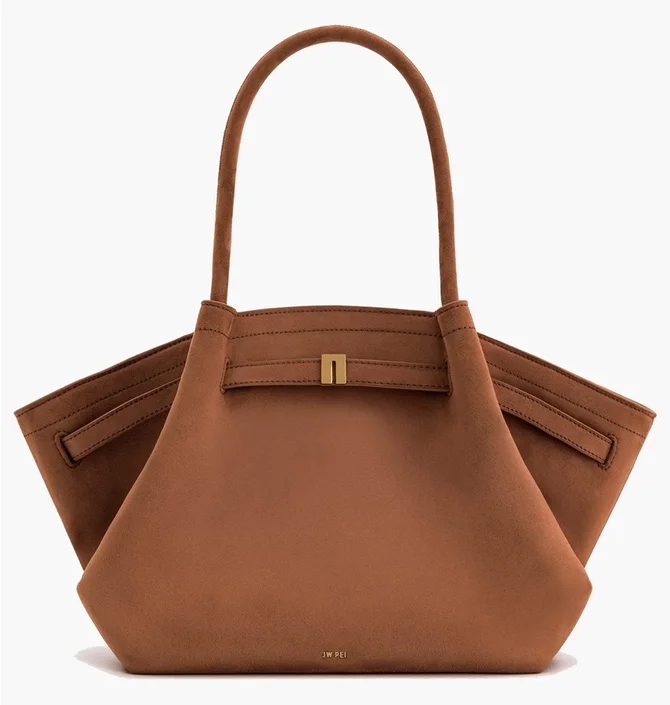 Сумка женская JW PEI Hana Medium Faux Suede Tote Bag Brown BB2024BG92777JWP