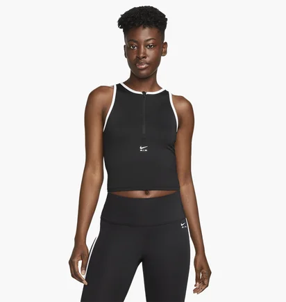 Майка женская Nike Air Dri-Fit WomenS 1/2-Zip Running Tank Top Black FB7624-010