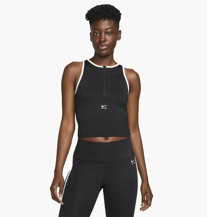 Майка женская Nike Air Dri-Fit WomenS 1/2-Zip Running Tank Top Black FB7624-010