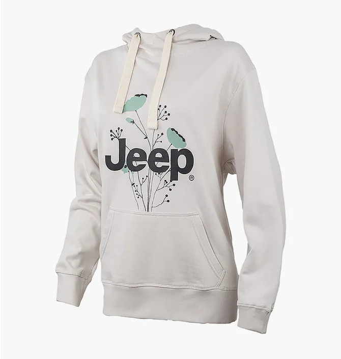 Худи женское Jeep Hooded Oversize Sweatshirt Botanical Print Beige O102606-J863