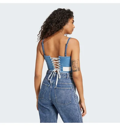 Топ женский Adidas Denim Corset Blue IW5671
