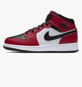 Кроссовки детские Air Jordan 1 Mid Gs Red/Black 554725-069