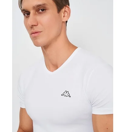 Футболка мужская Kappa Mezza Manica Scollo V White K1311-BIANCO