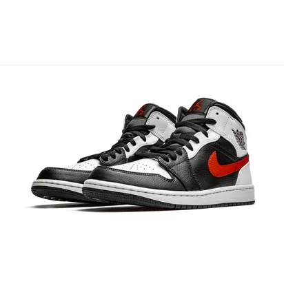 Кроссовки мужские Air Jordan 1 Mid Black/White 554724-075