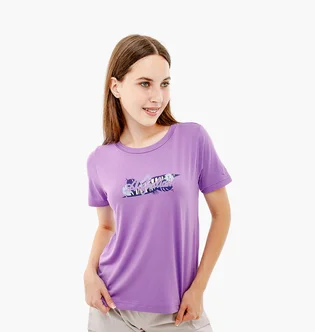 Футболка женская AUSTRALIAN Logo Flowers Tee Jersey V Violet LSDTS0027-768