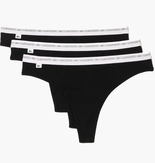 Трусики жіночі Lacoste Stretch Cotton String Briefs (3 шт) Black 8F1341031
