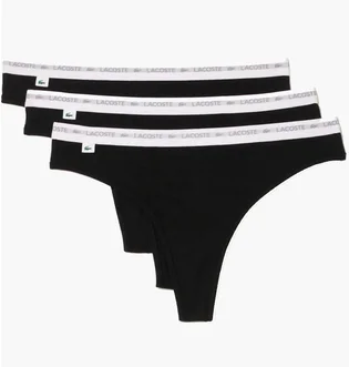 Трусики женские Lacoste Stretch Cotton String Briefs (3 шт) Black 8F1341031