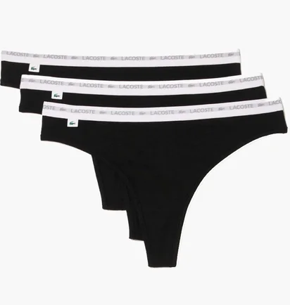 Трусики женские Lacoste Stretch Cotton String Briefs (3 шт) Black 8F1341031