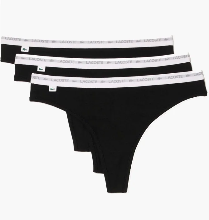 Трусики женские Lacoste Stretch Cotton String Briefs (3 шт) Black 8F1341031