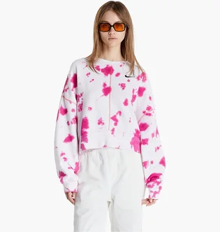 Кофта женская Nike Sportswear Oversized Fleece Tie-Dye Crew Sweatshirt White/Pink DM6357-621