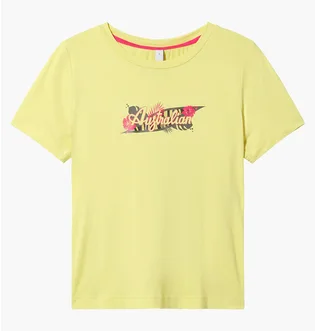 Футболка женская AUSTRALIAN Logo Flowers Tee Jersey V Yellow LSDTS0027-074