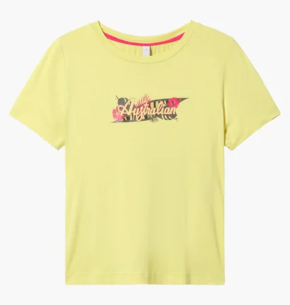 Футболка женская AUSTRALIAN Logo Flowers Tee Jersey V Yellow LSDTS0027-074