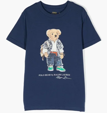 Футболка детская Ralph Lauren Kids Bear-Motif Cotton T-Shirt Blue 323853828018