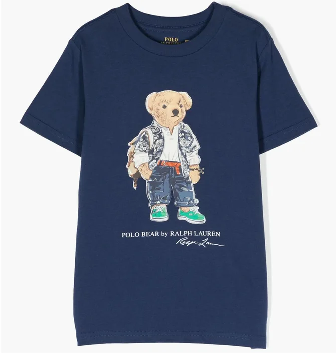 Футболка детская Ralph Lauren Kids Bear-Motif Cotton T-Shirt Blue 323853828018