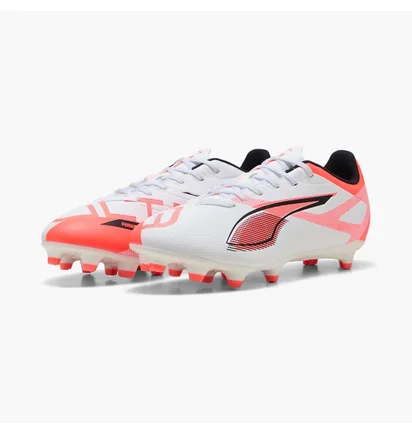 Бутсы унисекс Puma Ultra 5 Play Fg/Ag White/Orange 108169-01