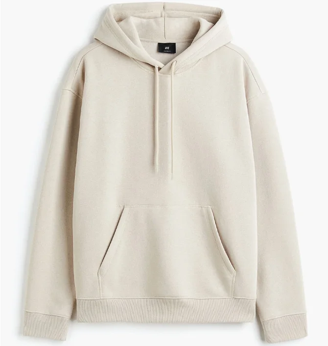 Худи мужские H&M Relaxed Fit Hoodie Beige 970819060