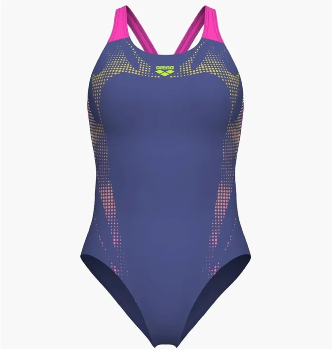 Купальник женский Arena Spider Web Swimsuit V Back Violet 007988-890