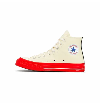Кеды унисекс Comme des Garcons Play X Chuck 70 High Shoes Egret/Red Beige A01794C