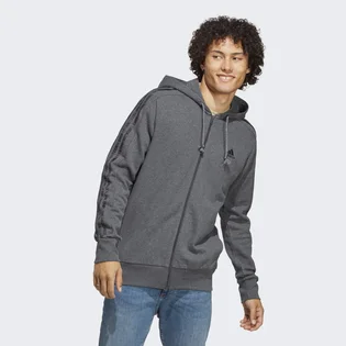 Толстовка мужская Adidas Essentials French Terry 3-Stripes Full-Zip Hoodie Grey Ic9837