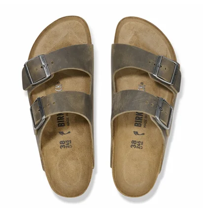 Тапочки жіночі BIRKENSTOCK Arizona Oiled Leather Faded Khaki Olive 1027022
