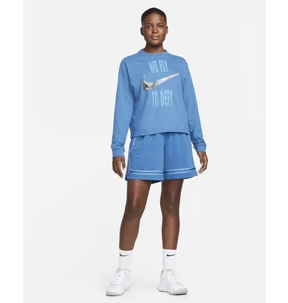 Свитшот женский Nike Swoosh Fly Boxy Long-Sleeve T-Shirt Light Blue Dx0726-407