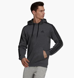 Худи мужское Adidas Essentials Fleece 3-Stripes Hoodie Grey GK9082