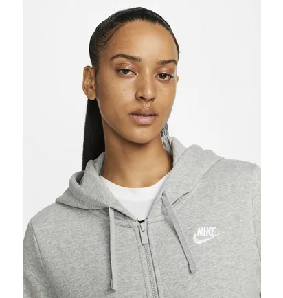 Толстовка жіноча Nike Club Fleece Fz Hoody Grey DQ5471-063