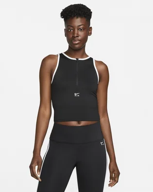 Майка женская Nike Air Dri-Fit WomenS 1/2-Zip Running Tank Top Black FB7624-010