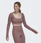 Лонгслів жіночий Adidas Studio Lounge Ribbed Cropped Long Sleeve Tee Brown Hh8500
