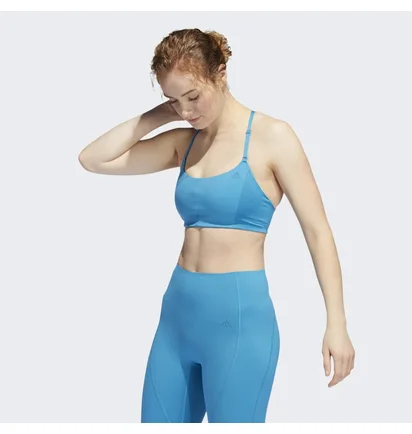 Топ женский Adidas Yoga Studio Light-Support 3-Stripes Bra Blue Hh9127